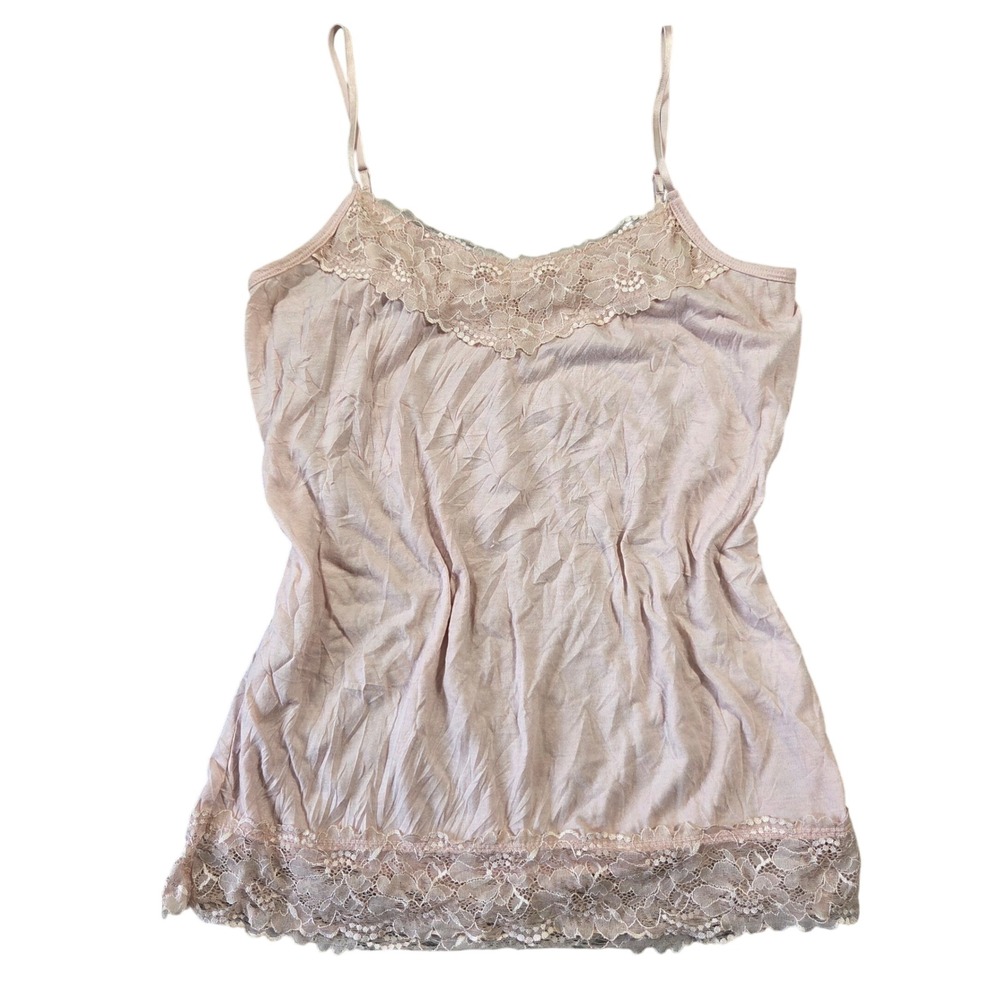 Maurices Womens Medium Mauve Pink Lace Trim‎ Adjustable Strap Camisole Top Y2k